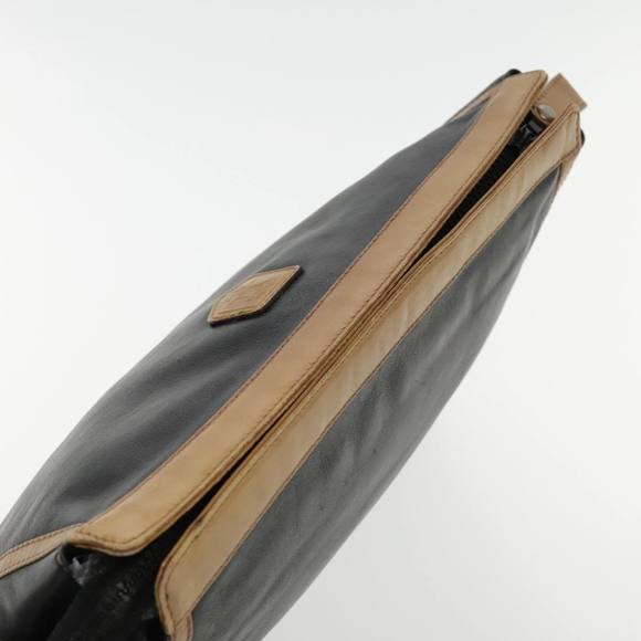 CELINE Clutch Bag Leather Black Brown Gold Auth fm3932 - Picture 5 of 16